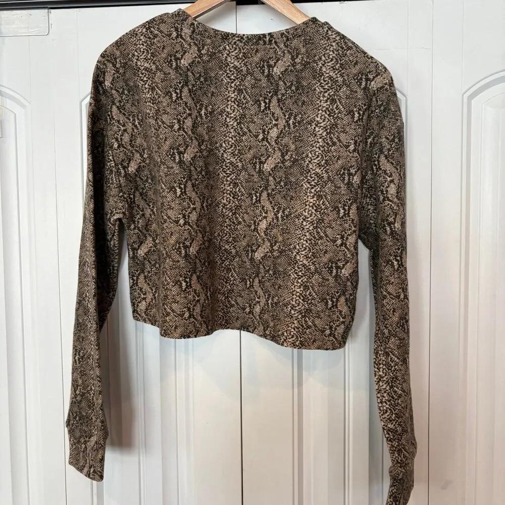 Zara Neutral Snakeskin Crop Top Size‎ Small